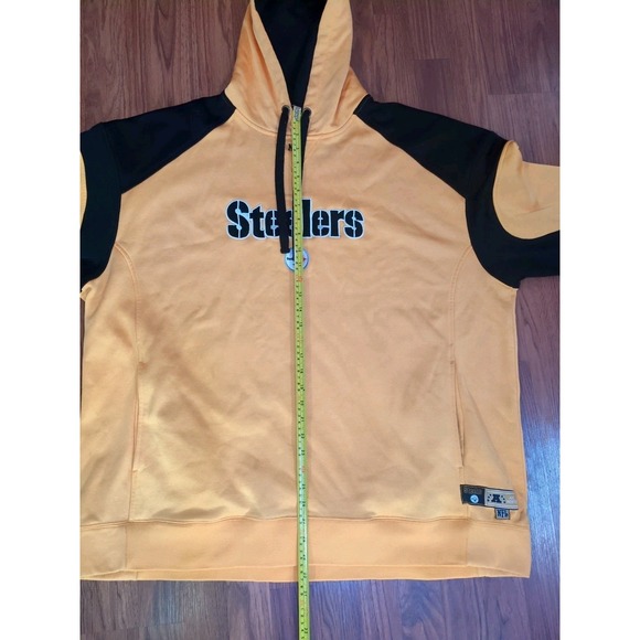 Vintage 2XL NFL Pittsburgh Steelers Yellow Black Hoodie AFC North Pockets Stains - Picture 14 of 15